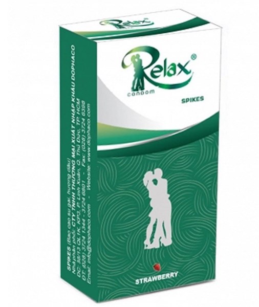 Bao Cao Su Relax Xanh Lá Spikes Strawberry (Hộp/12 Cái)
