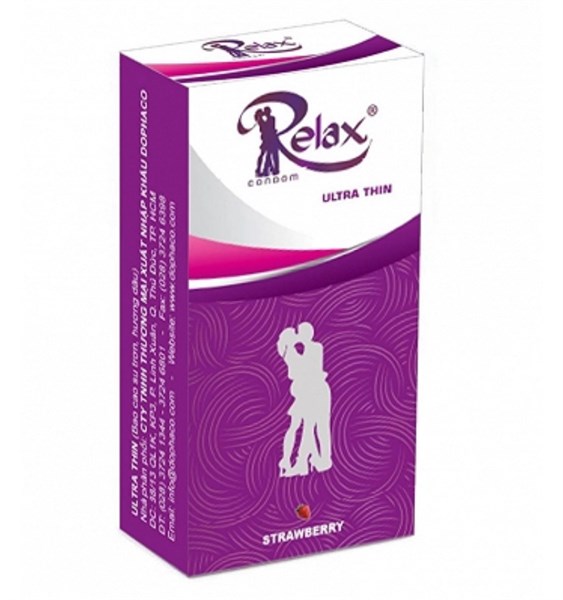 Bao Cao Su Relax Tím Ultra Thin Strawberry (Hộp/12 Cái)