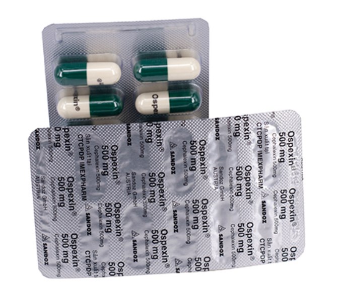 Ospexin 500mg Sandoz Vĩ (Lốc 10vĩ) Cephalexin Áo
