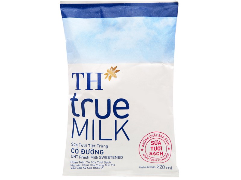 Sữa tươi tiệt trùng có đường TH true MILK bịch 220ml