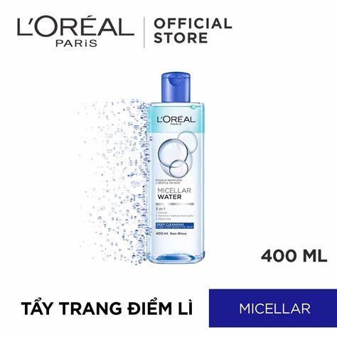 Nước Tẩy Trang L'Oreal Micellar Water 3 in 1 Sạch Sâu 400m-xanh đậm