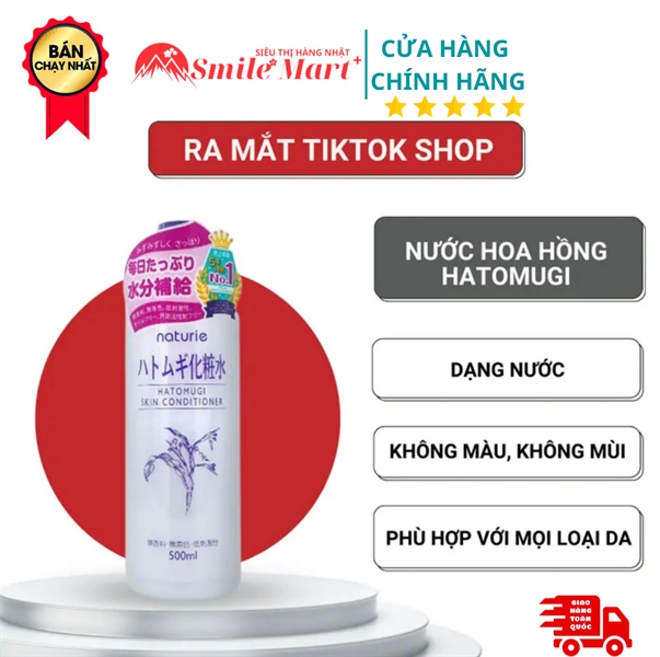 Nước hoa hồng ý dĩ Hatomugi Naturie Skin 500ml