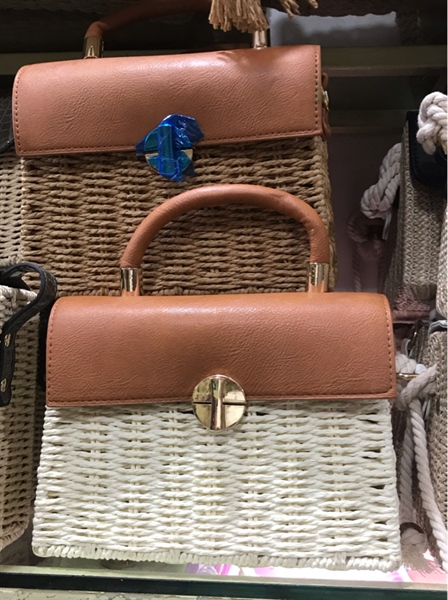 Túi cói nắp da , nắp cói tay xách - Sedge bag - Usd 12