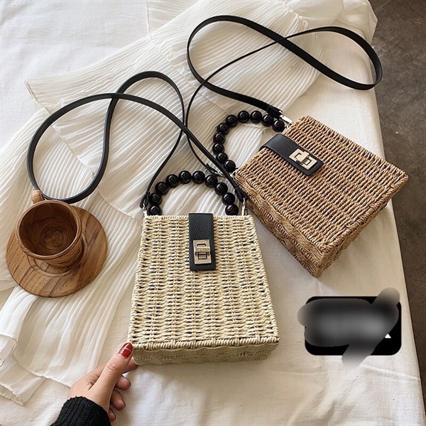 Túi cói quai hạt gỗ đen - Sedge bag - Usd 11