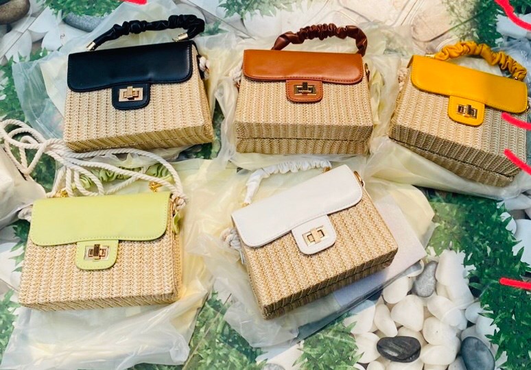 Túi hộp cói chữ nhật tay xách - Sedge bag - Usd 12