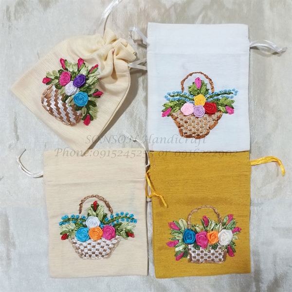 Túi thêu ruy băng to số 4 - Embroidery bag - Usd 2.7