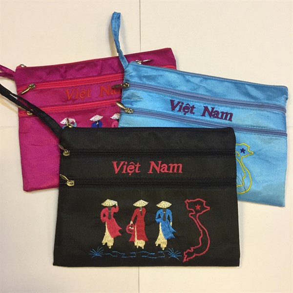 Ví 3 khóa cô gái vải lụa- hoa-Wallet-USD1