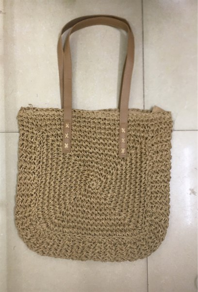 Túi cói vuông, tết vuông quai da - Segde bag - Usd 10.5