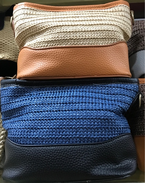 Túi cói hình thang đáy da - Sedge bag - Usd 10.2