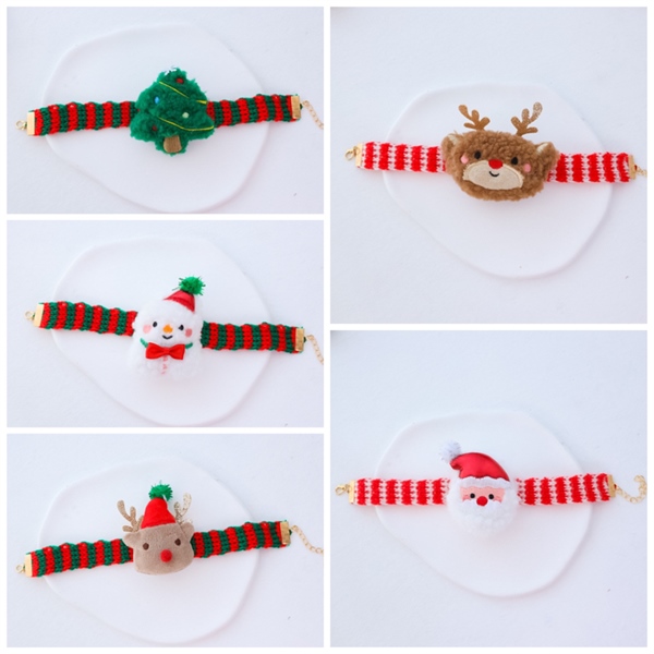 PU - Khăn len đan gắn họa tiết Noel 25-31cm