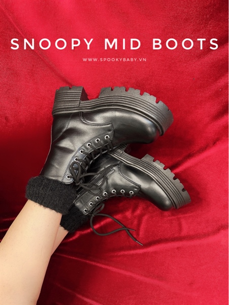 B013 SNOOPY mid Boots- ĐEN