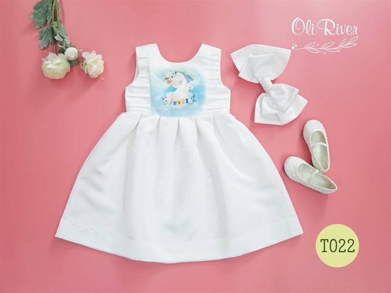 O0 (10-29kg) Váy đầm công chúa thỏ cầu vồng