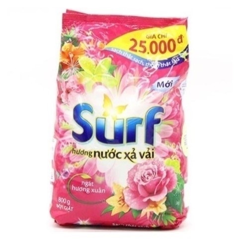 BỘT GIẶT SURF HƯƠNG NƯỚC XẢ VẢI NGÁT HƯƠNG XUÂN 800GR X 18 GÓI