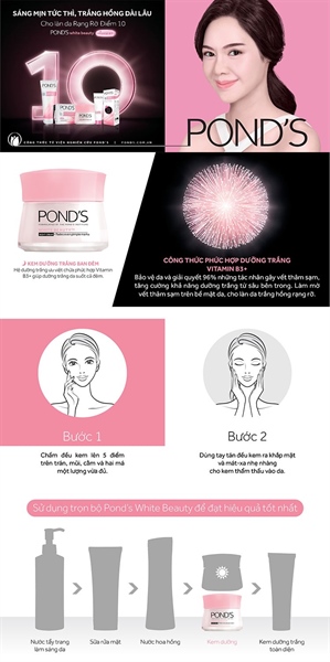 Kem Dưỡng Trắng Da Ponds Trắng Hồng Rạng Rỡ Đêm 30g