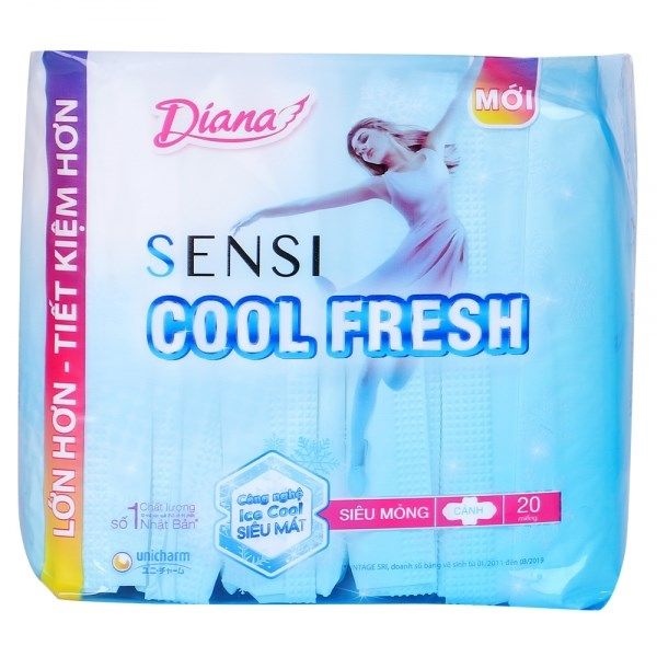 Băng Vệ Sinh Diana Coolfesh Siêu Mỏng Cánh 20 Miếng