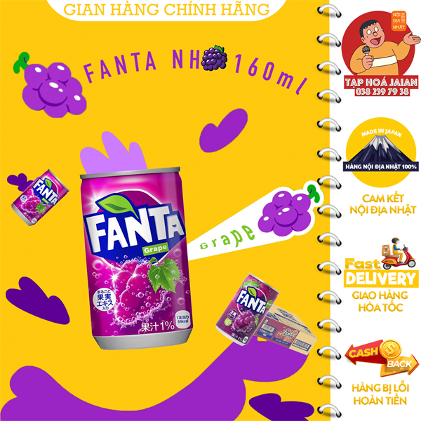 Nước Giải Khát Có Ga Fanta Mini vị Nho 160mL