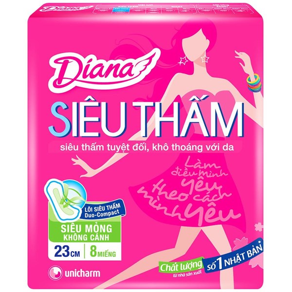 Băng Vệ Sinh Diana Siêu Thấm Siêu Mỏng Không Cánh