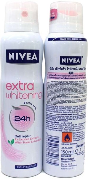 Xịt Khử Mùi Nữ Nivea Extra Whitening 150m