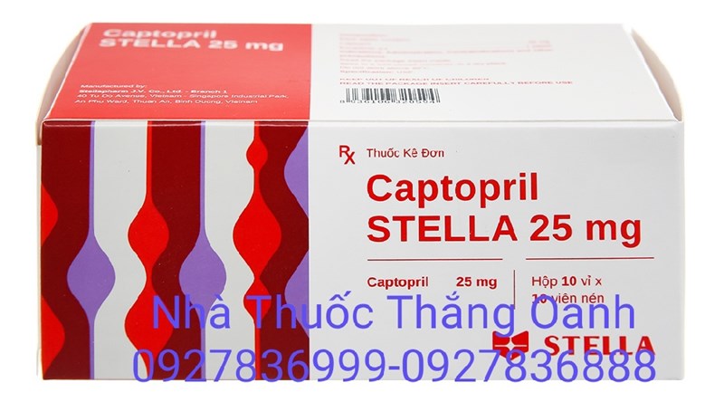 Captopril hạ áp 25mg Standa ( hộp 10 vỉ x10 viên )
