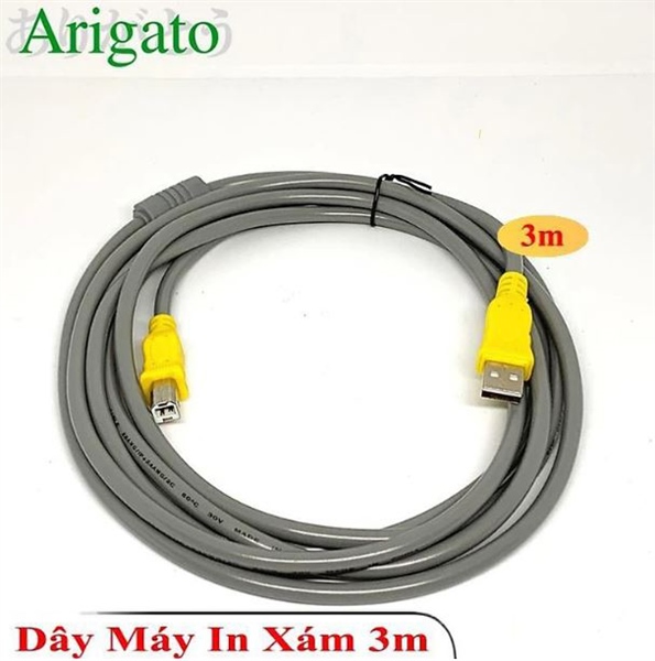Dây USB máy in 3m Arigato xám xịn