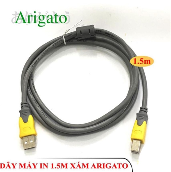 Dây USB máy in 1,5m Arigato xám xịn