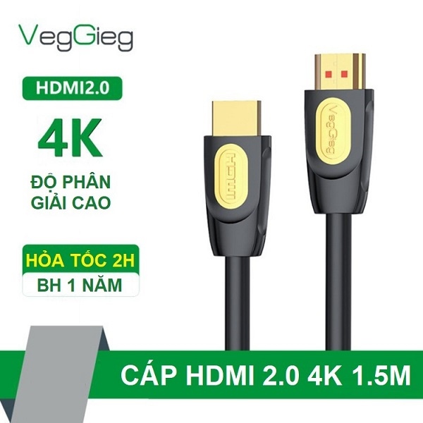 Dây Hdmi 1,5m Veggieg 4K VH203 lõi đồng (1Y)