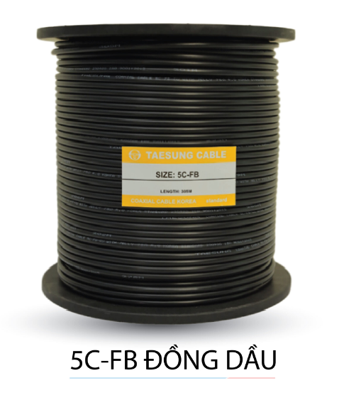 Dây cáp đồng trục 5C Teasung RG6 lõi 0.8 đồng dầu