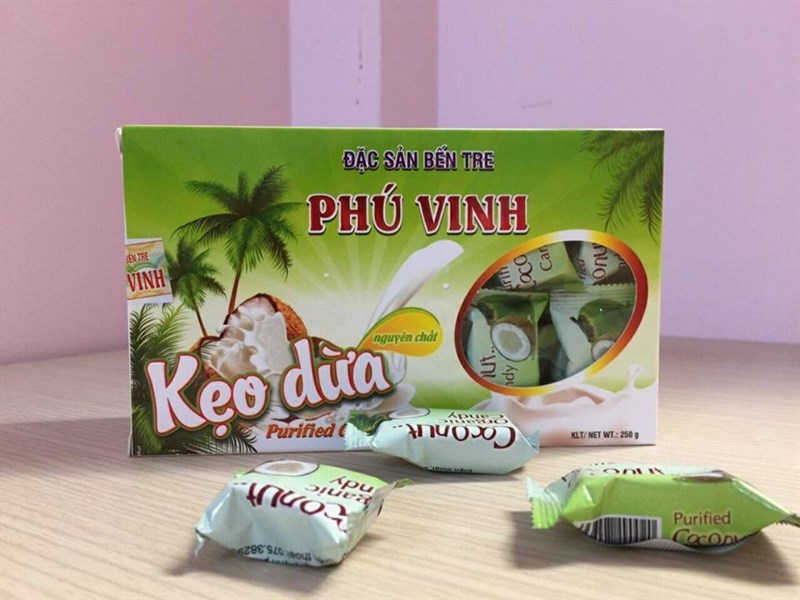 Kẹo dừa Phú Vinh hộp 250g - Nguyên chất