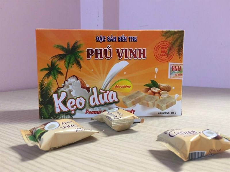 Kẹo dừa Phú Vinh hộp 250g - Đậu phộng