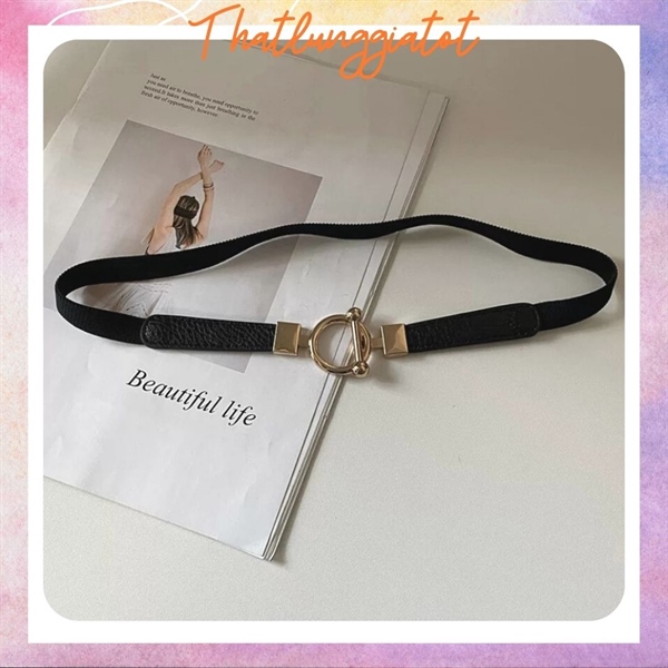 Đai váy thun đơn giản phối đầm, áo vest bản nhỏ 1.5cm DV096 - Thắt Lưng Giá Tốt - Đen