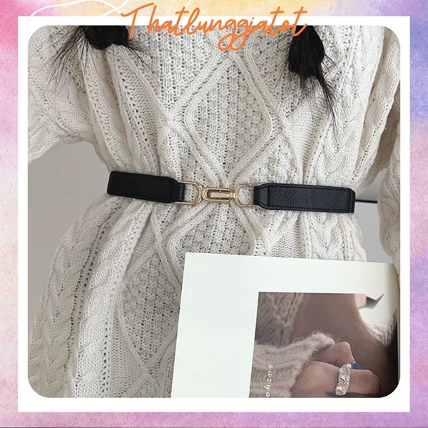 Đai váy thun đơn giản phối đầm, áo vest bản nhỏ 2cm DV095 - Thắt Lưng Giá Tốt - Đen