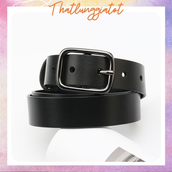 Thắt lưng da nam nữ Ulzzang mặt đen thời trang Hàn Quốc bản 2.8cm TLD012 (Hỗ trợ bấm, cắt dây nịt) - Thắt Lưng Giá Tốt - Đen