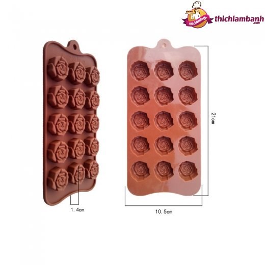 Khuôn silicon 15 bông hoa hồng