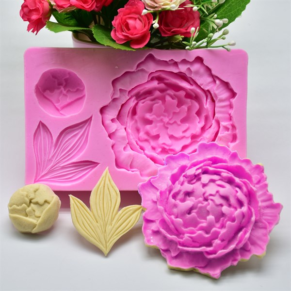 Khuôn silicon 4D 3 hoa mẫu đơn MK-1514
