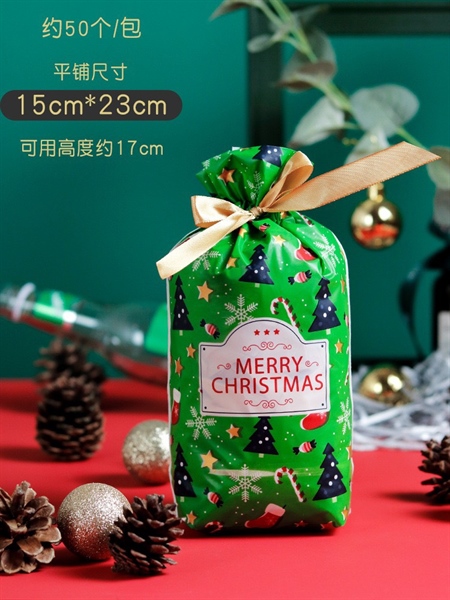 Túi dây nơ rút mẫu - Cây Thông (10 cái)