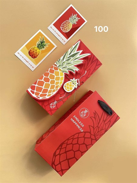 Hộp bánh dứa dài màu đỏ (buộc dây)