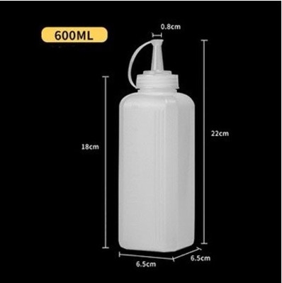 Bình sốt nhựa Vuông có chia vạch 600ml