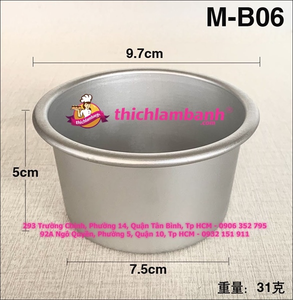 Khuôn nhôm tròn đúc liền - B06 (9.5x5cm)