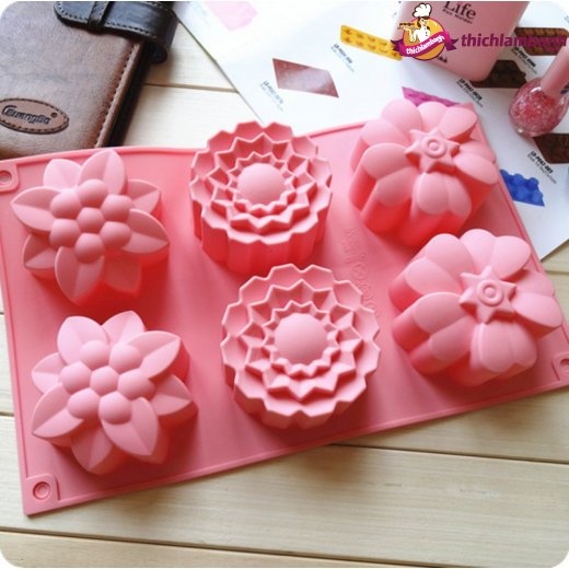 Khuôn silicon 6 hoa lớn 3 kiểu