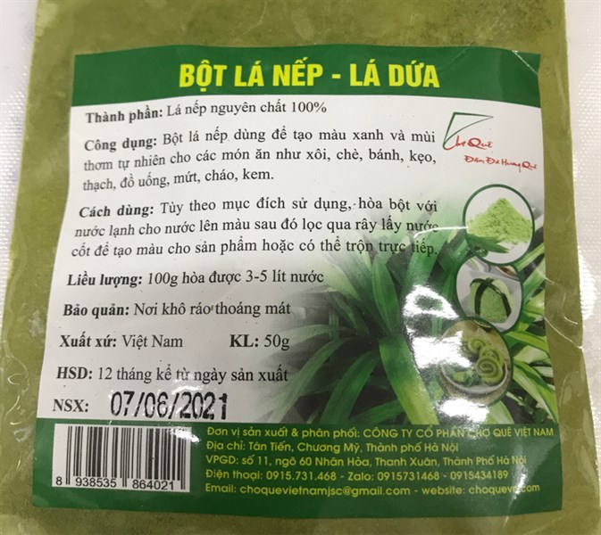 Bột tự nhiên 50g - lá nếp dứa