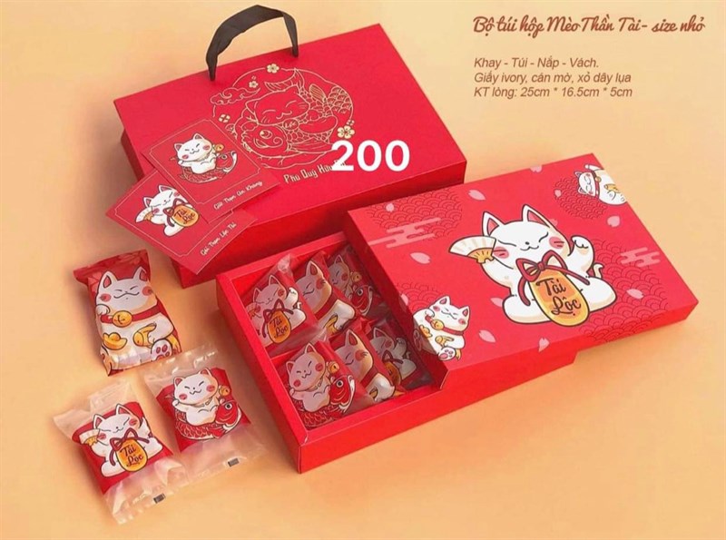 Hộp bánh dứa Mèo thần tài size nhỏ