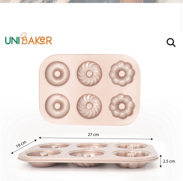 Khuôn Nướng 6 Bánh Donut Hoa Văn Unibaker MB832
