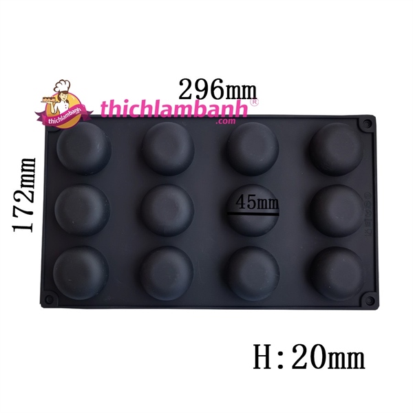 Khuôn silicon 12 tròn dẹt bánh lạnh