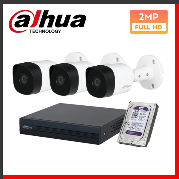 Combo 3 Camera Dahua HDCVI 2MP hồng ngoại