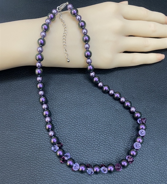 Vòng cổ ngọc trai Swa 5810M8 mix 5810M6 và pha lê 6328M6