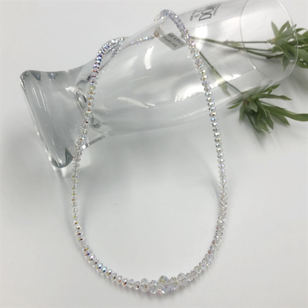 Vòng cổ pha lê Swarovski bánh cam trắng AB #5040 4mm