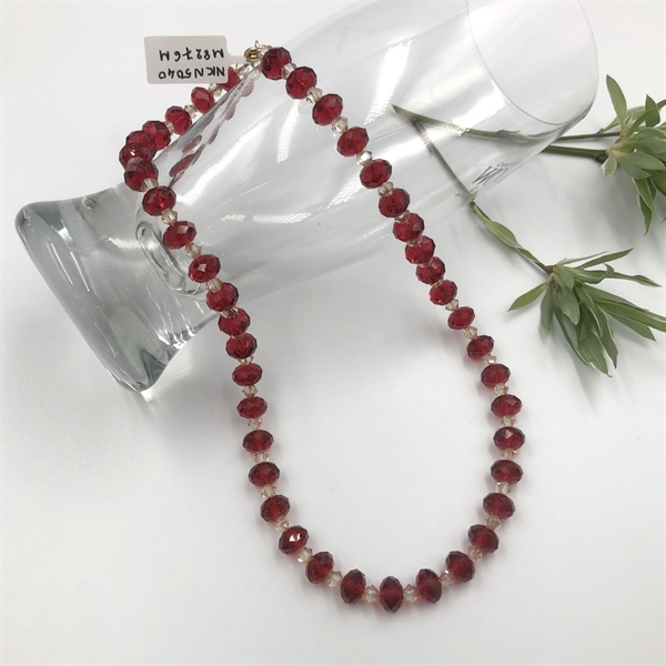 Vòng cổ pha lê Swarovski bánh cam đỏ Scarlet #5040 8mm mix nón