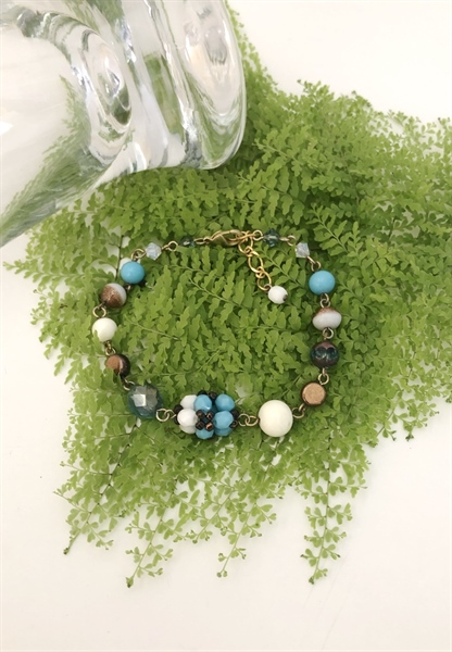 Vòng tay hạt firepolish mix pha lê và hạt thủy tinh