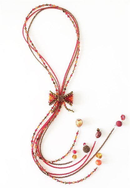 Vòng cổ dây rút mặt nơ đỏ cam