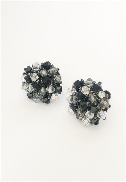 Hoa tai pha lê Swarovski handmade mix xám đen